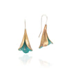 Weigela Dangle Earrings in Green Brass & Silver