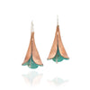 Weigela Dangle Earrings in Green Copper & Silver