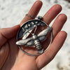 Clearwing Hummingbird Moth & Wild Blueberry Pendant