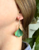 Weigela Dangle Earrings in Green Brass & Silver