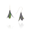 Iris Seed Pod Dangle Earrings in Dark Green Copper