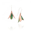 Iris Seed Pod Dangle Earrings in Green Copper