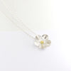 Wild Strawberry Flower Sterling Silver and 18k Gold Pendant
