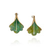 Weigela Stud Earrings in Green Brass