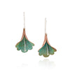 Weigela Dangle Earrings in Green Copper & Silver