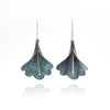 Weigela Dangle Earrings in Green Darkened Copper & Silver