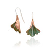 Weigela Dangle Earrings in Green Copper & Silver