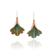 Weigela Dangle Earrings in Green Copper & Silver