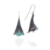 Weigela Dangle Earrings in Green Darkened Copper & Silver