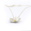 Wild Strawberry Flower Sterling Silver and 18k Gold Pendant