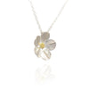 Wild Strawberry Flower Sterling Silver and 18k Gold Pendant