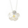 Wild Strawberry Flower Sterling Silver and 18k Gold Pendant