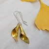 Calla Lily Dangle Earrings in Brass