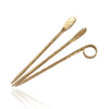 Hand forged solid brass cocktail picks, with feather pattern, oval or loop end. Perfect bartenders gift or the home bar enthusiast!