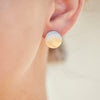 14k gold hand hammered dome stud earrings, super lightweight, handcrafted in Maine USA