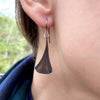 Forged Ginkgo Leaf Dangle Earrings
