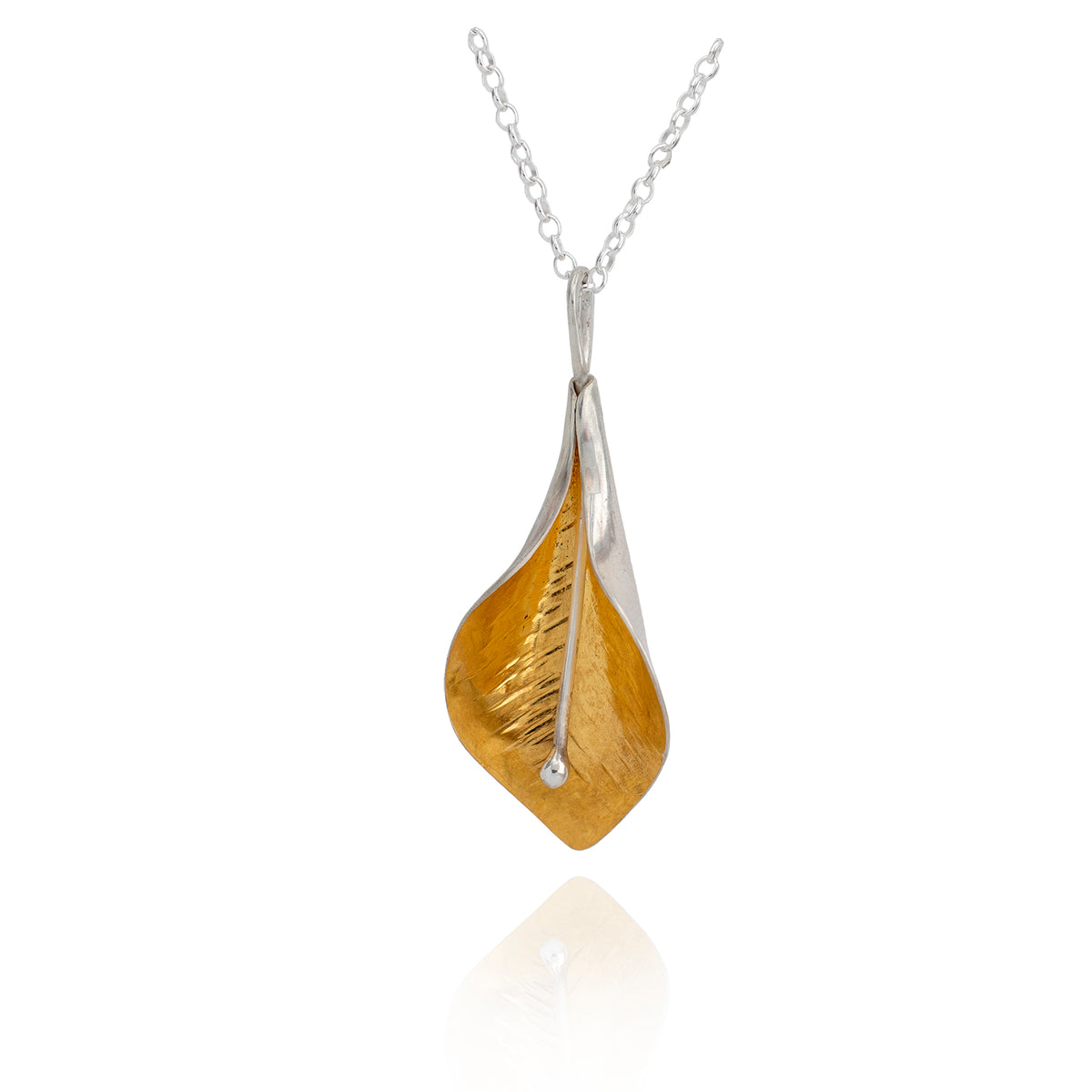 gold peace lily Peace Lily Pendant in Gold & Silver