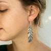 Sterling Patterned Feather Dangle Earrings